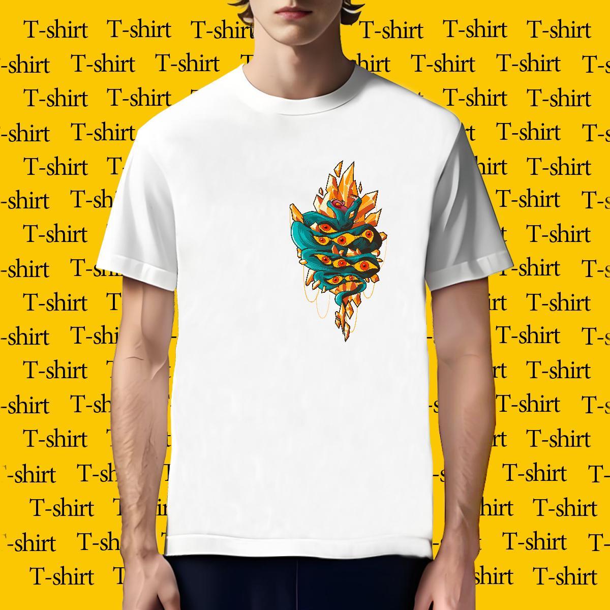Unisex T-Shirts snake Round Neck Short Sleeve Daily Wear Custom Cartoon 230g Cotton Men Tshirts 2024 New Tees