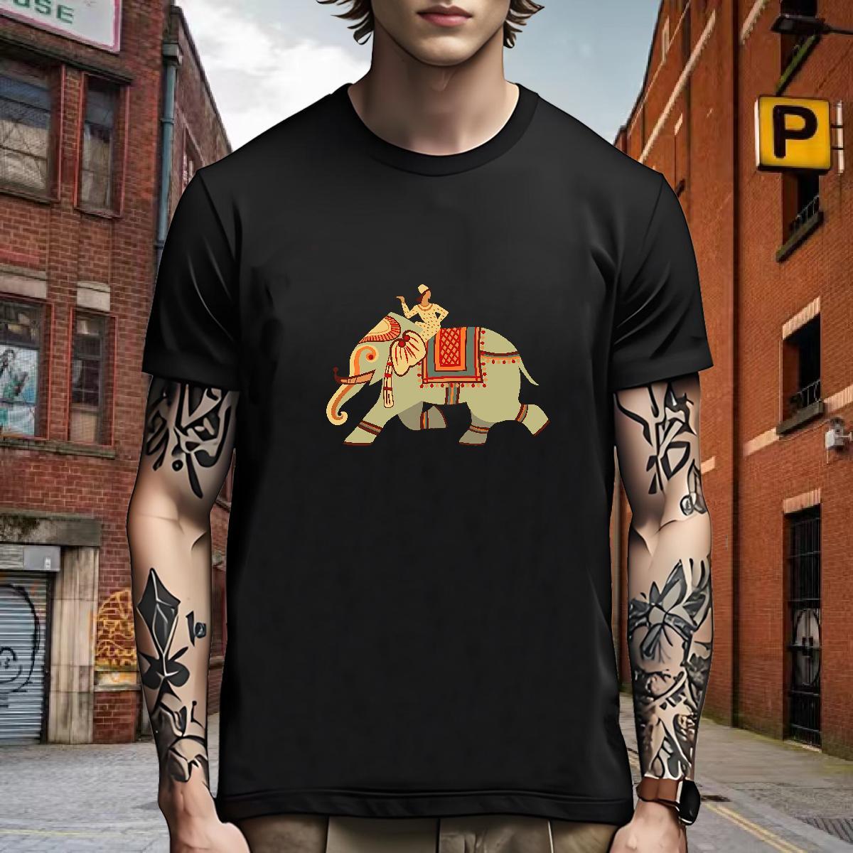 Brand T-Shirts for Men elephant Short Sleeve Soft Beach Plus Size Cartoon 230g 100% Cotton Tshirts 2024 Designer Tees Shirts