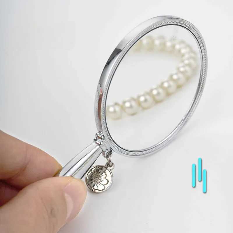 Retro hand mirror embossed handheld makeup mirror metal mirror compact wallet mini makeup mirror with gift box W240813