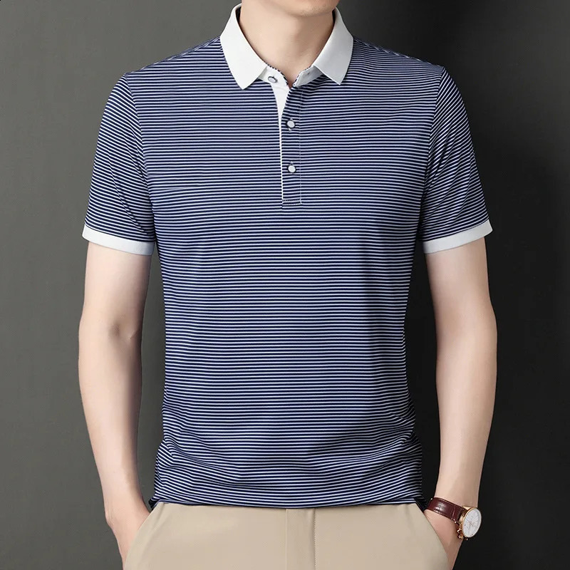 Mens summer half sleeve thin Polo shirt short sleeve T-shirt middle-aged mens solid color business casual mens shirt 240820