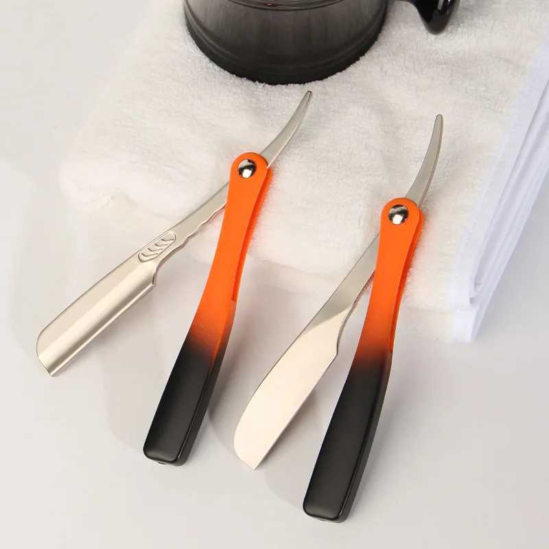 Stainless Steel Straight Edge Razor Manual Folding Shaver Handle Beard Trimmer Salon Hair Cutting Shaving ToolsM240814