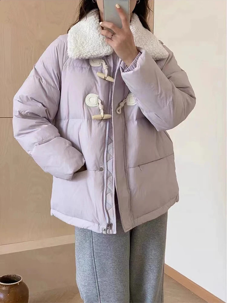 Womens Pink Parka Jacket Coat Long Sleeve Overcoat Harajuku Fashion Korean Thicken Warm Padded Jacket for Women Vintage Winter 240813
