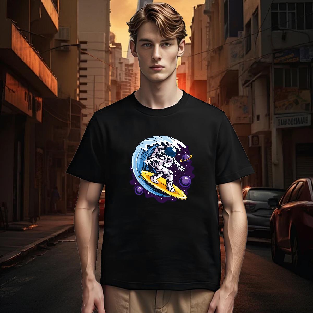 T Shirt For Man 230g Cotton universe Casual Crew Neck DIY Anime Men Tees New Loose Clothes
