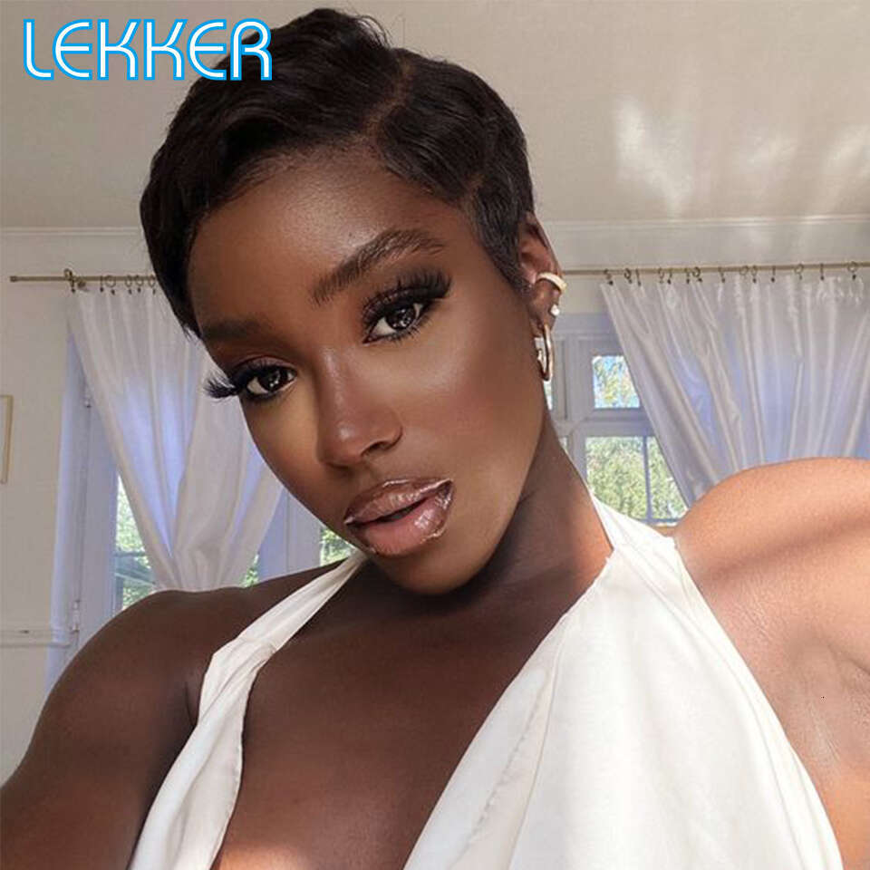 Lekker Ready To Wear Short Pixie Cut 13X6x1 Side Part Lace Front Human For Women Glueless Brazilian Remy Hair Bob Wigs