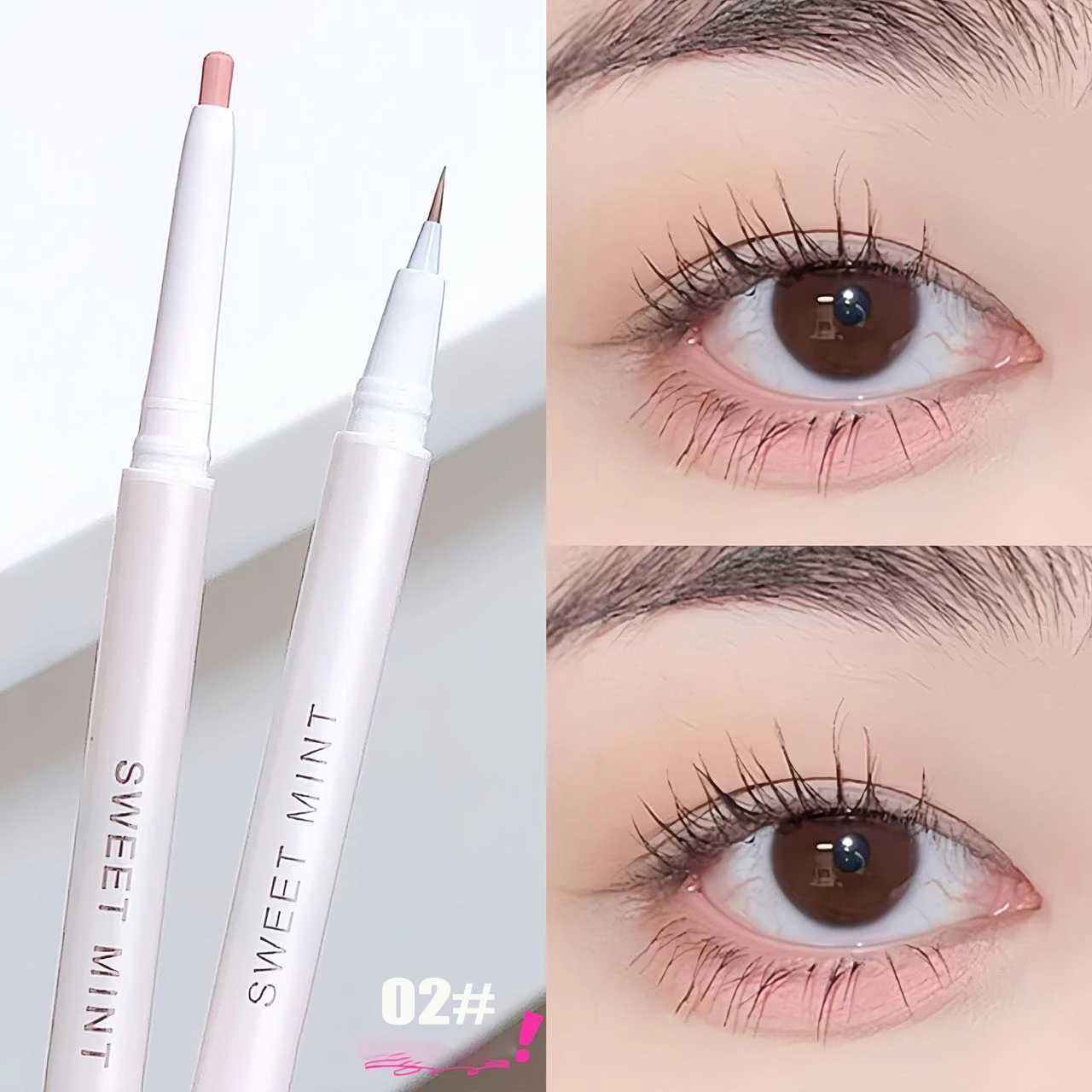 Ultra Thin White Diamond Lying Silkworm Pen 2-in-1 Eye Shadow Brightening Highlighter Gel Smooth Liquid Brown Eyeliner Makeup Y240813
