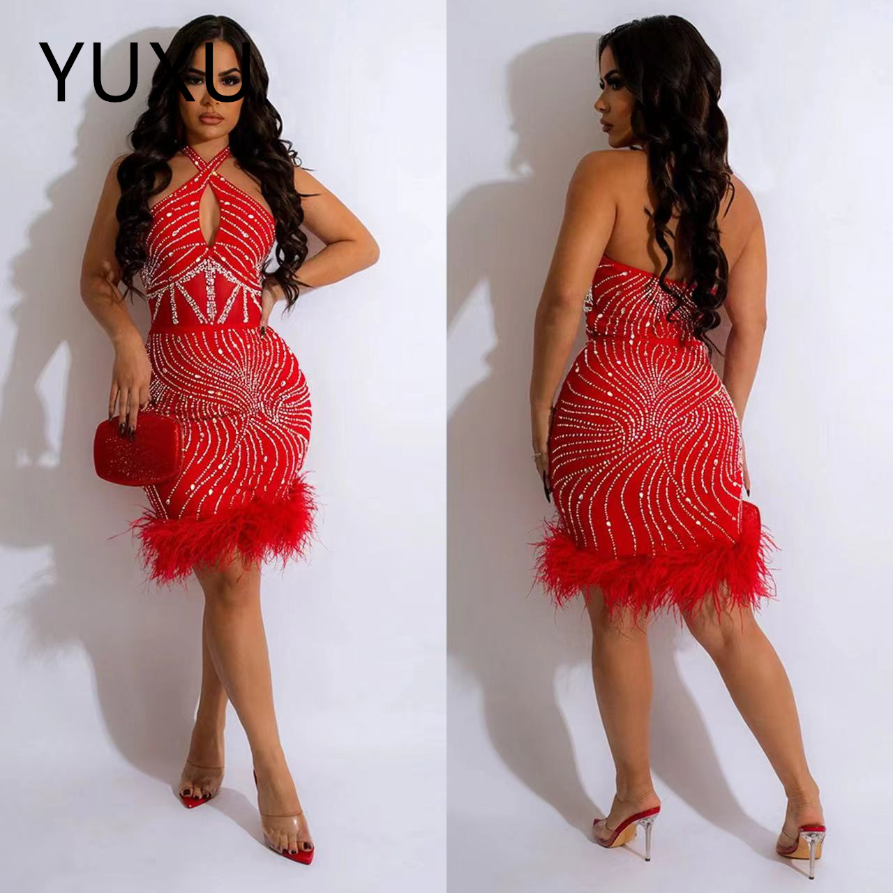 Glitter Mermaid Prom Dresses Luxury Sheer Neck Applique Crystal Beaded Sequins Party Gowns Evening Gowns Robe Sequins Evening Party Wear Fashion Long 