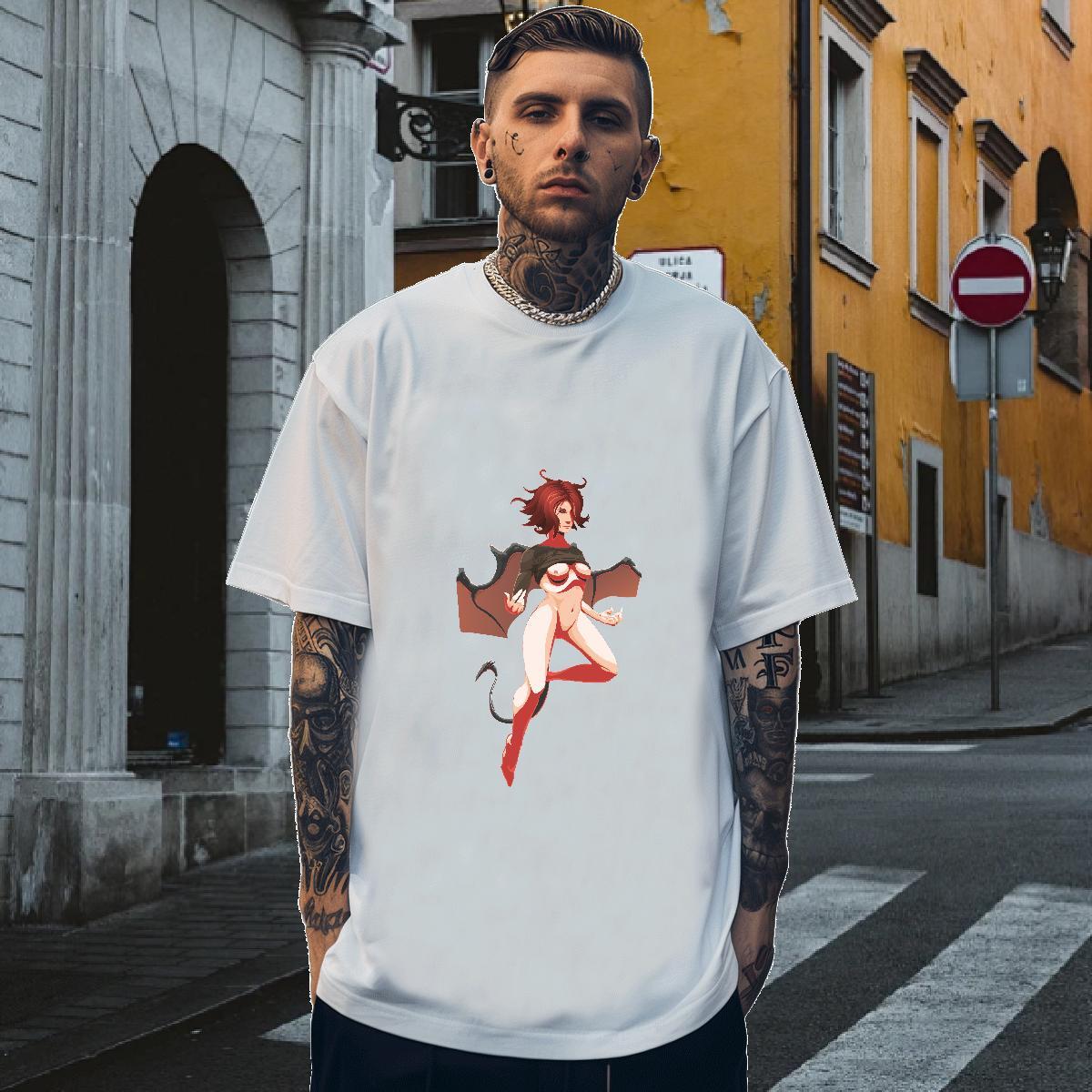 T Shirt For Man 100% Cotton 230g portrait Daily Wear Breathable Short Sleeve Asian Size Mens Tshirts New Designer Comfortable Tees Shirts