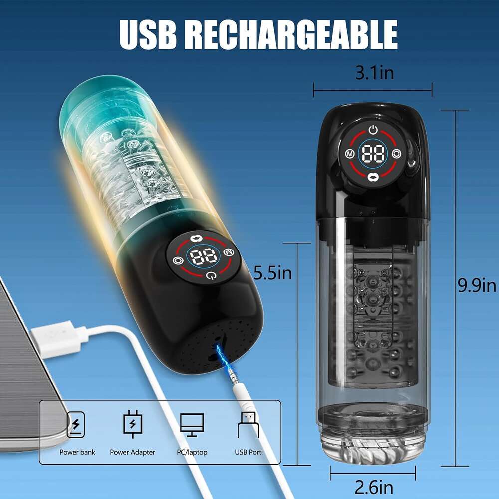 Men's Automatic Male Sex Toy - Male Sex Toy Pump with 6s Vacuum Pump, 7 Rotation and Suction Modes Adult Toy LCD Display Screen Sex Machine Pocke