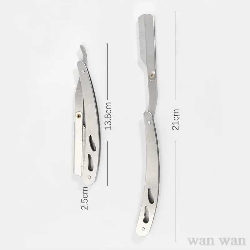 Stainless Steel Razor Holder Golden Mens Manual Folding Straight Edge Shaver Barber Shop Beard Trimmer With Shaving Blade Y1003M240814