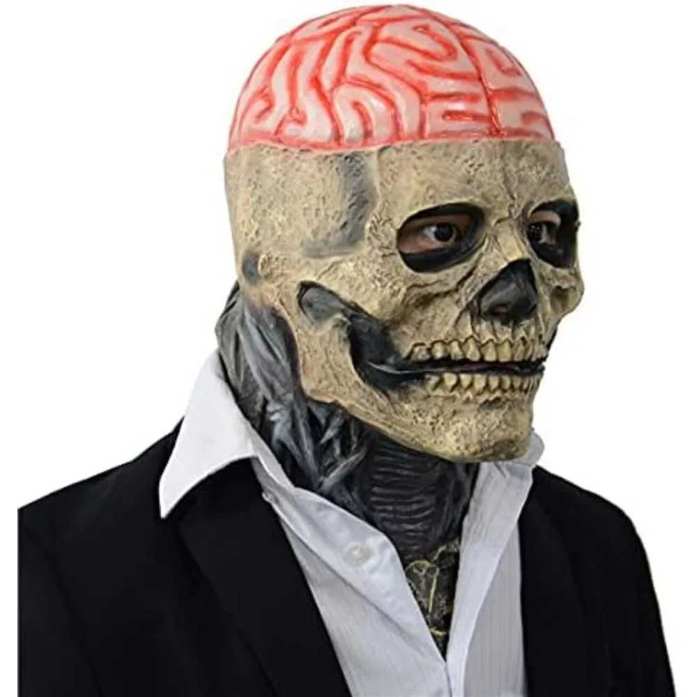 Creepy Halloween Full Head Skull Mask Adult Entire Head Realistic Latex Helmet Scary Skeleton Ghost Mask for Cosplay and Party Y240813