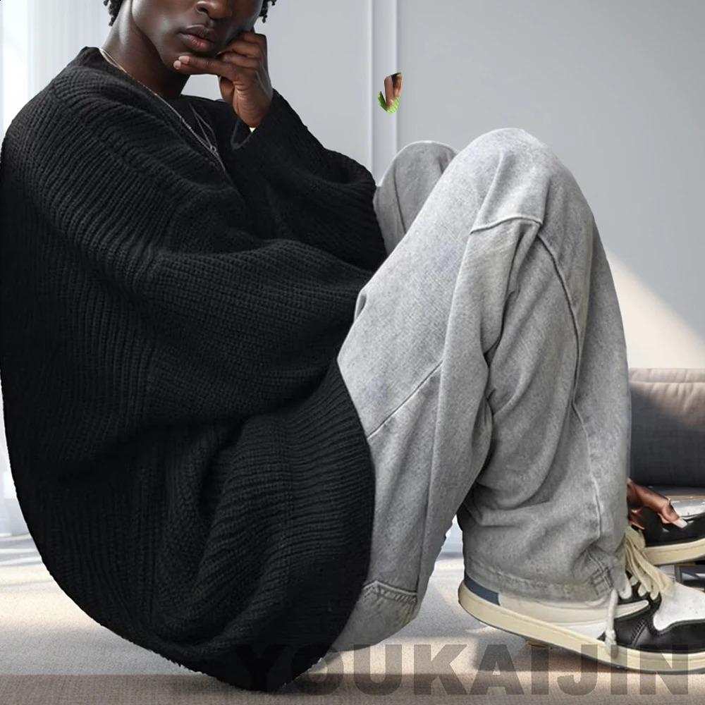 Slim Fit Knitted Sweater Men Round Neck Autumn Lazy Style Versatile Sweater Casual Young Men Korean Solid Color Wool Sweaters 240821