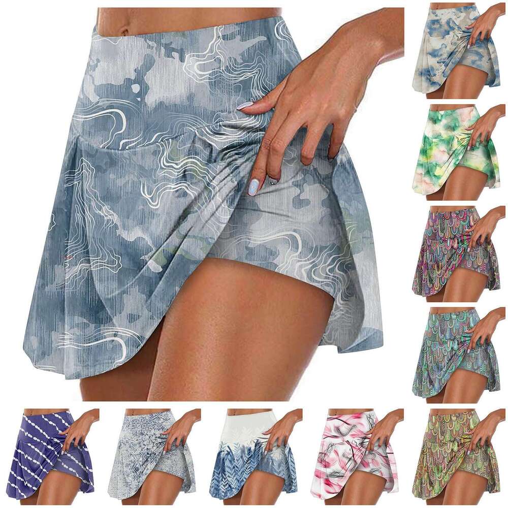 In New Yoga Sport Active Shorts High Waisted Skirt Girls Trendy Summer Prints Skirts for Women Tenis Feminino Frete s