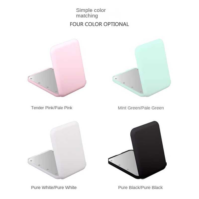 Double sided travel portable folding makeup mirror with LED light mini makeup mirror womens compact pocket handheld mirror W240813