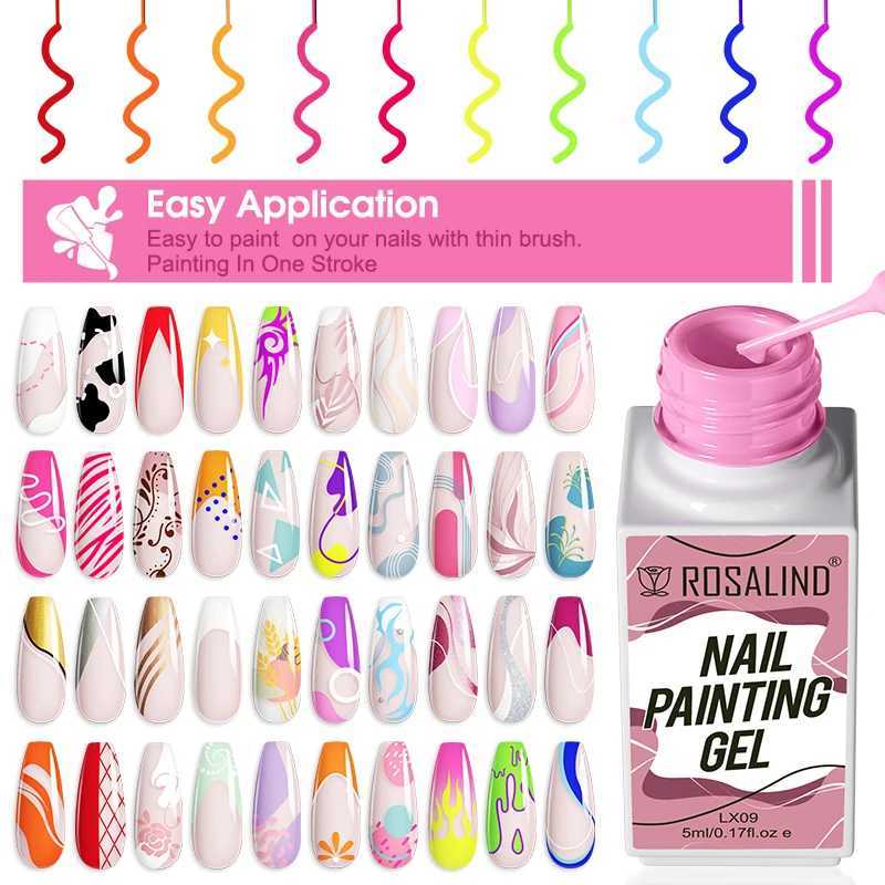 ROSALIND 5ml Line Nail Gel UV Lamp For Nail Art With Brush Vernis Semi Permanent Nail Gel Polish Wire Painting Nail GelM240814