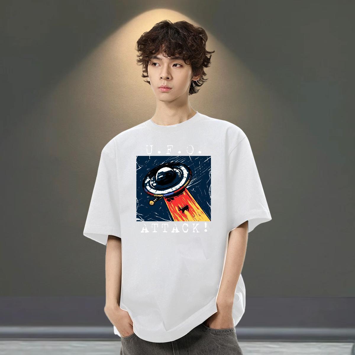 Soft Men Tees Street Wear 230g 100% Cotton Custom Print Oversized Breathable Crew Neck ET T shirt DIY Clothes