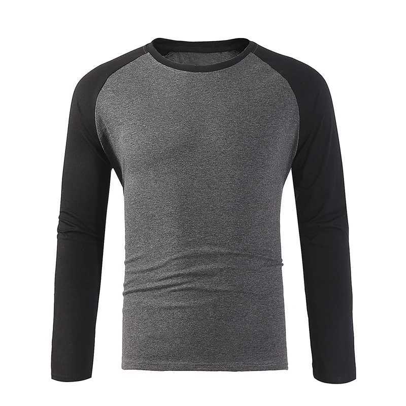 Men s Basic Fall T-shirt Long Sleeve Contrast Color O-Neck Casual Slim Fit Basic TopsM240814