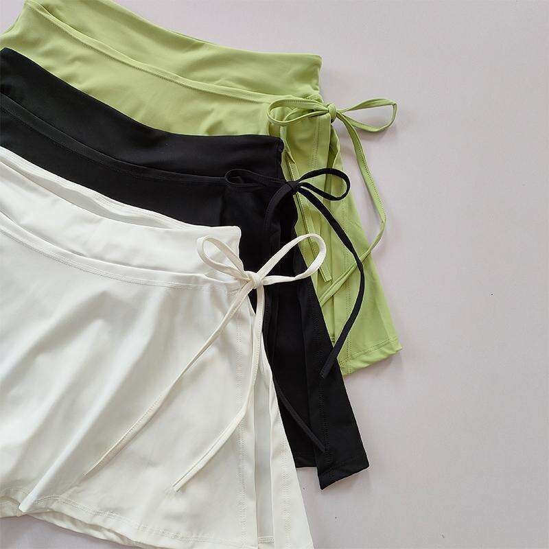 Sports HOUZHOU Tennis Women Quick Drying Pocket Side Split High Waist Elastic Lace-up Yoga Skirt Pants for Outwear Summer