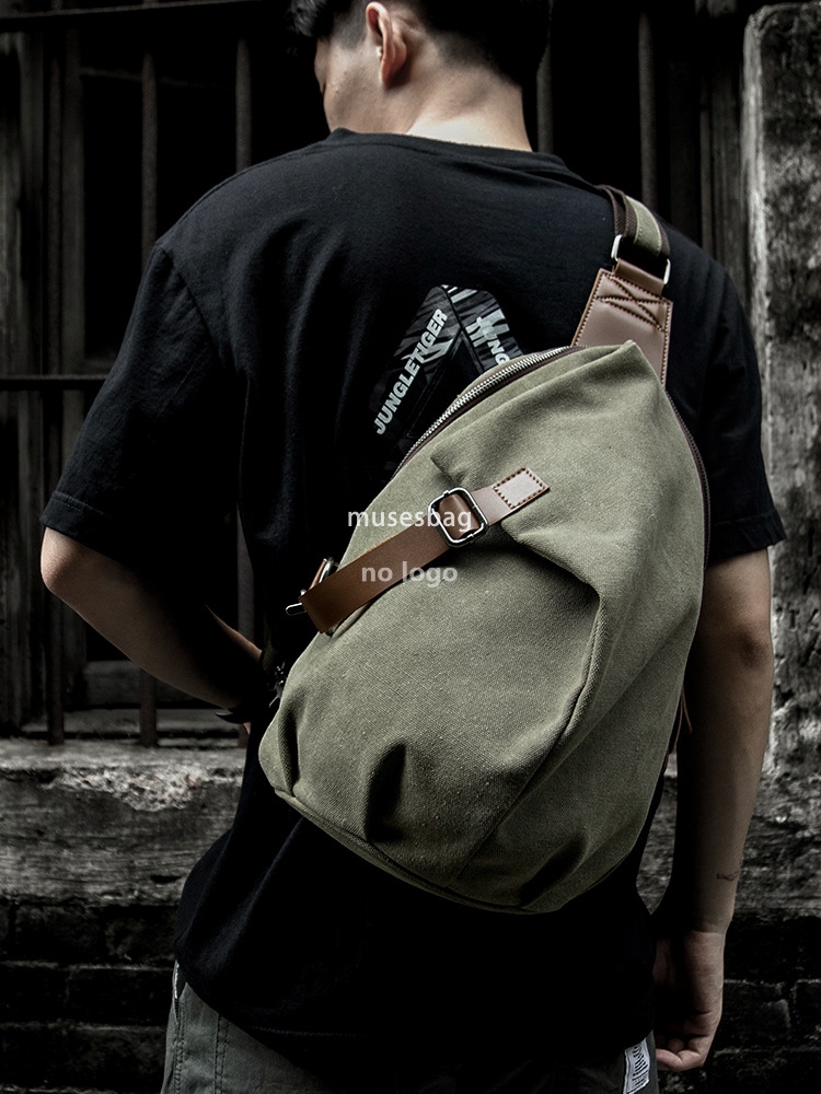 New high quality canvas bag spot crossbody bag male retro single shoulder big chest bag simple student postman diagonal back male bag