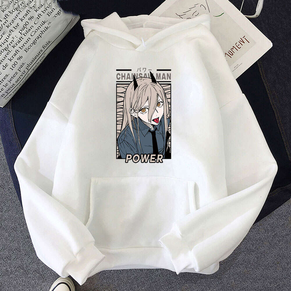 Chainsaw Anime Man Power Kawaii Print Plus Size Hoodie Women Sweatshirts Haruku Autumn Winter Warm Female Sweatwear Clothing