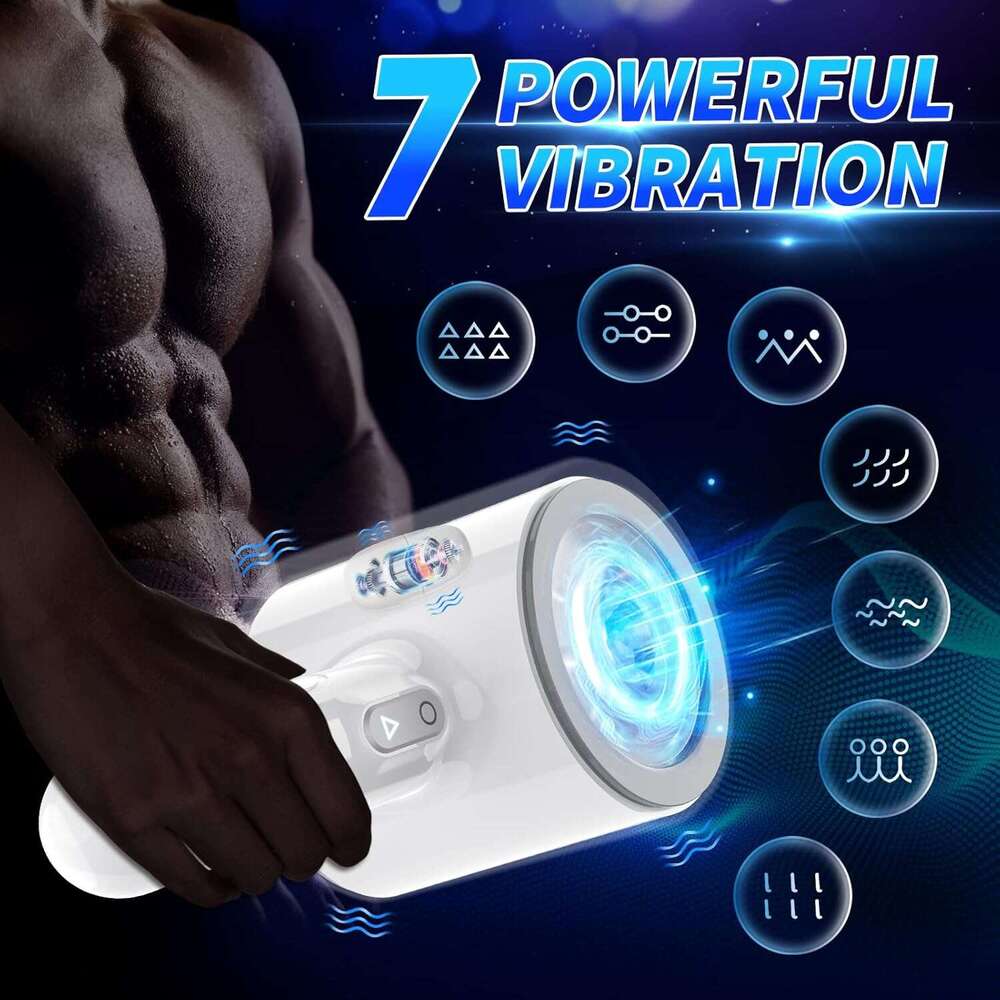 Automatic thrust male device, Pocket Pusscat male device cup with 7 thrust and vibration modes, men's stroke machine, double open end massager se