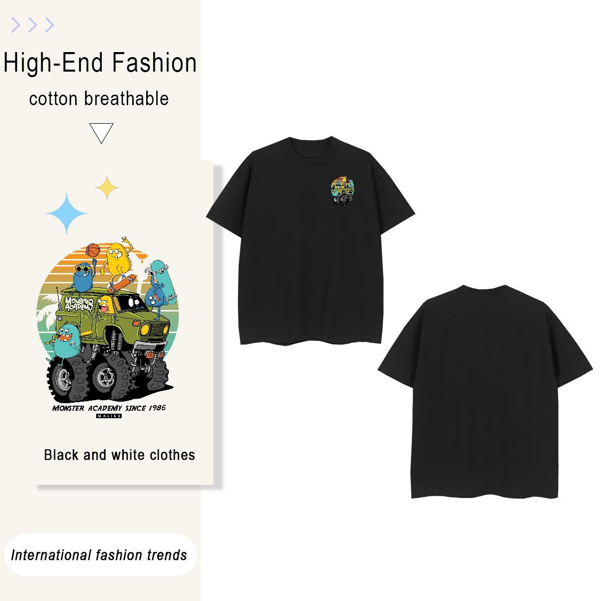 Men T Shirts 100% Cotton 230g role Street Casual O-Neck Short Sleeve Graphic Men Tees Fashion Casual TOP Quality Top Tees