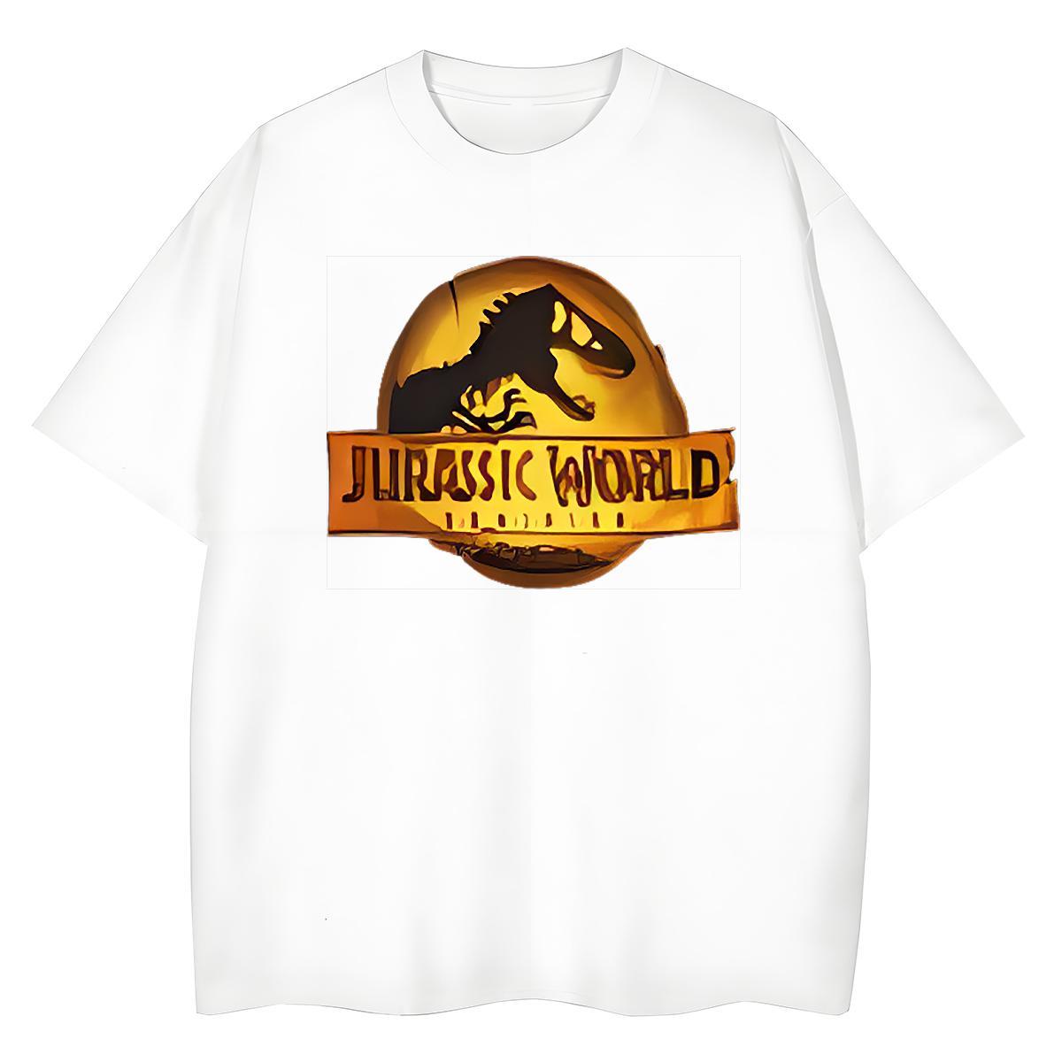 Popular T-Shirts dinosaur O Neck Short Sleeves High Street Hip Hop Oversized 230g Pure Cotton Men Clothes T-Shirt Fashion Casual Clothings