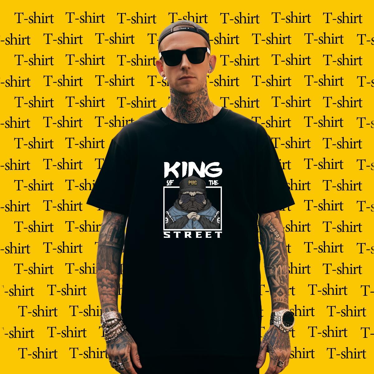 Loose T Shirt For Man dog Crew Neck Street wear Hip Hop Custom Big Size 100% Cotton 230g Couples T Shirts Factory Direct Tops