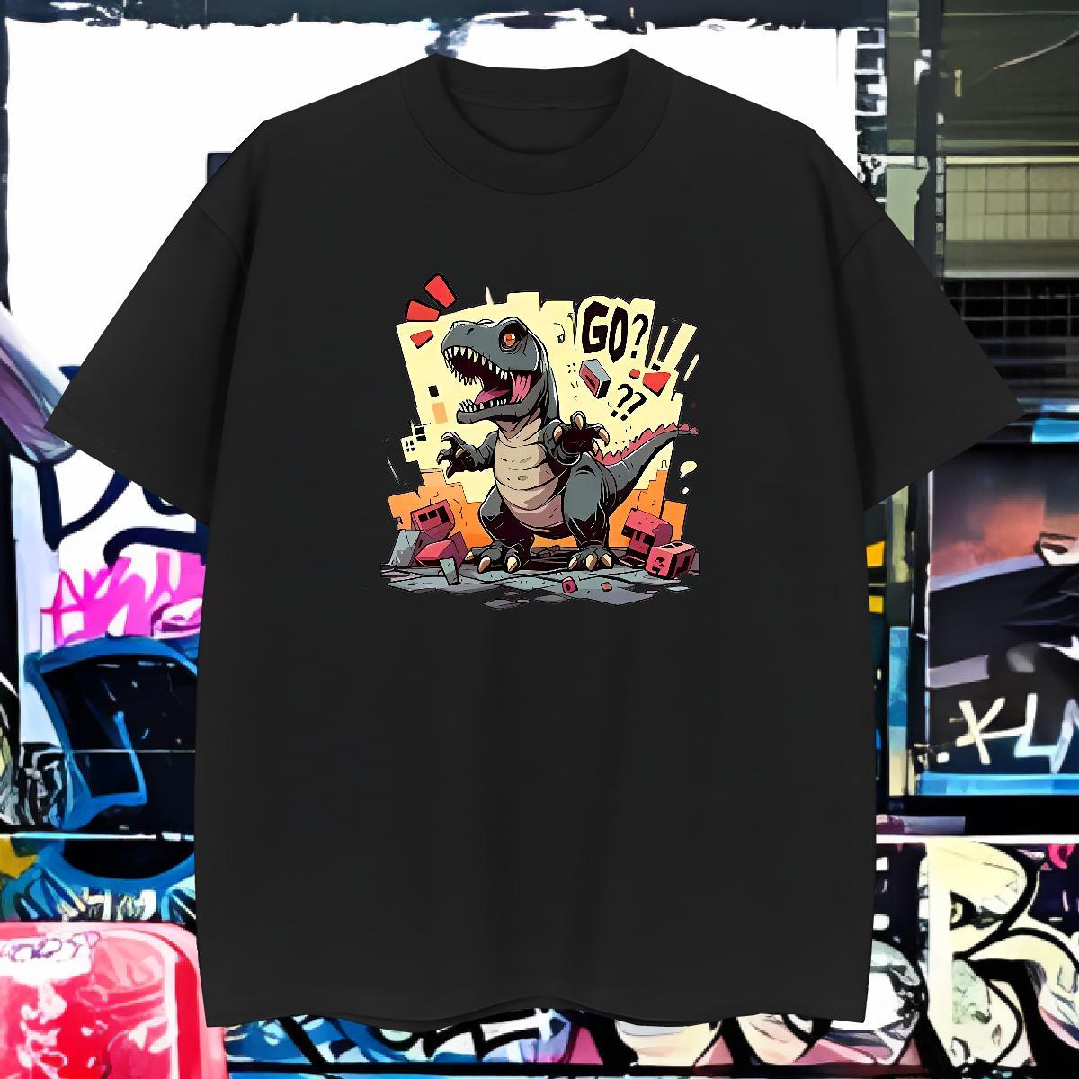 Unisex T-Shirts for Men dinosaur Crew Neck Breathable Home Outdoor Customized 230g Pure Cotton Tshirts New Designer Tees