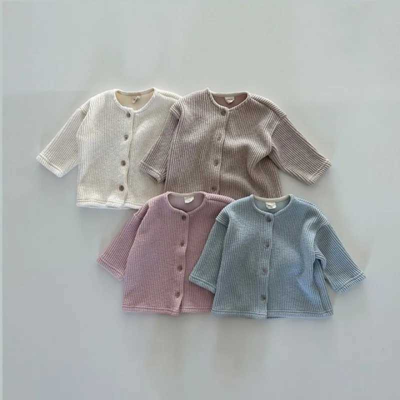 Baby coat baby solid sweater toddler knitted cardigan woolen sweater newborn knitted long sleeved cotton jacket top W240813