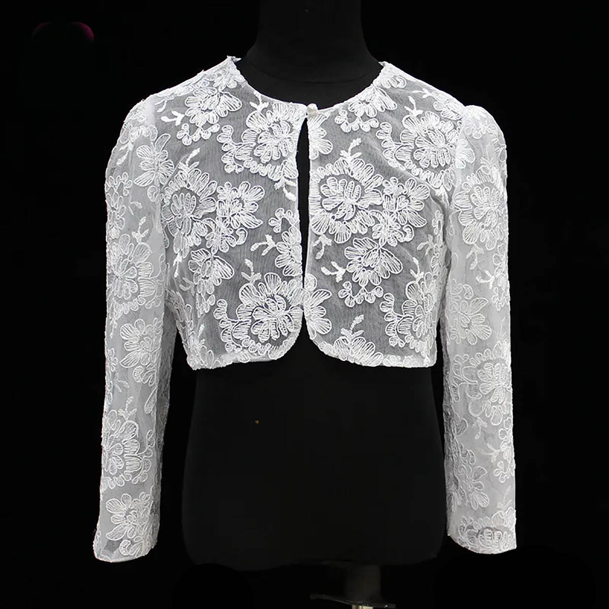 Simple Wrap Jacket Long Sleeve Button Bride Jackets Sheer O Neck Lace Bridal Cloak Formal Wedding Accessories Custom Made