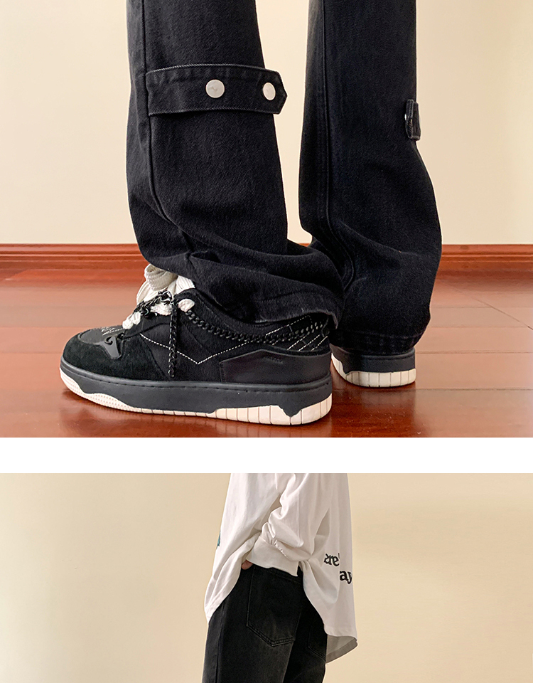 C315-G202 American High Street Mid Seam Splicing Hand Wipe Ma Liu Laundry Jeans (P48X68) 4