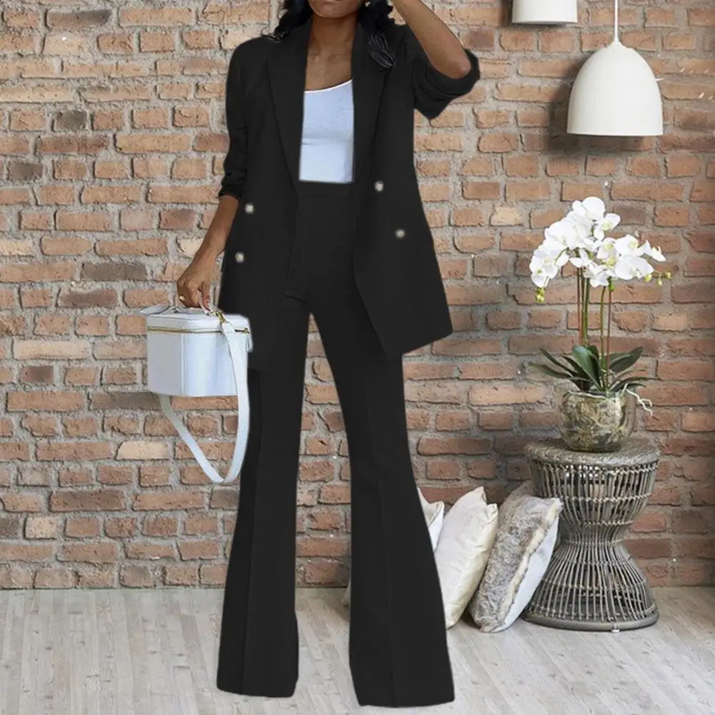 Elegant 1 Set Double Breasted Patchwork Temperament Suit Jacket Pants Long Sleeve for Wedding 240813