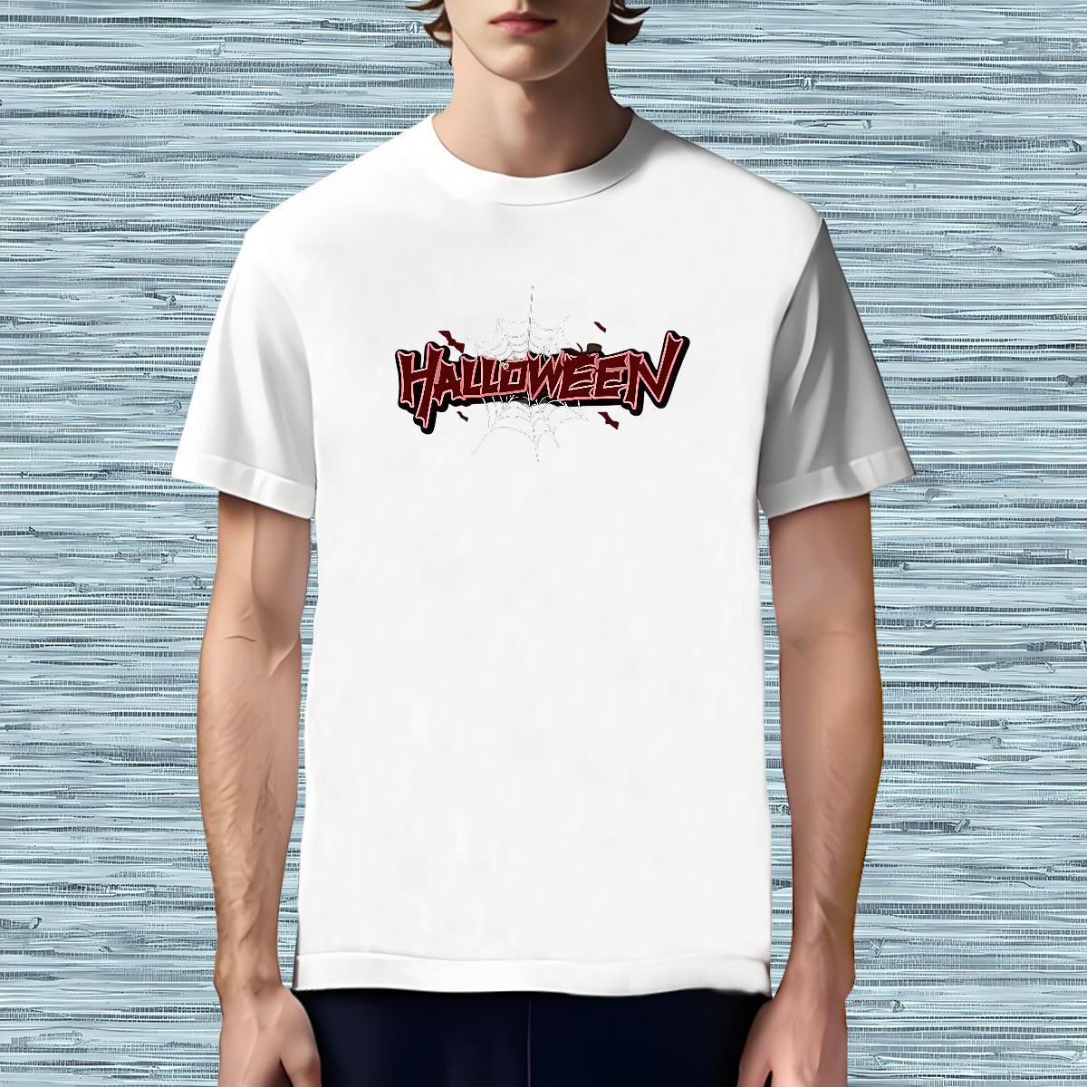 Wholesale T Shirts Men halloween Crew Neck Anime Printing Street Black Oversized 230g 100% Cotton Tshirt for Man Woman Fashion New Tees Shirts