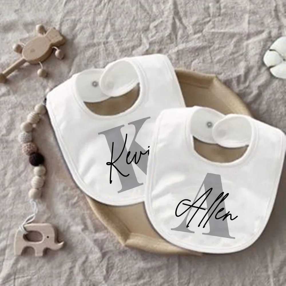 Bibs Burp Cloths Personalised Baby Bib Bibs Custom Initial with Name Boys Cotton Infant Saliva Towel Letter Print Bib Baptism Baby Shower GiftsL4812
