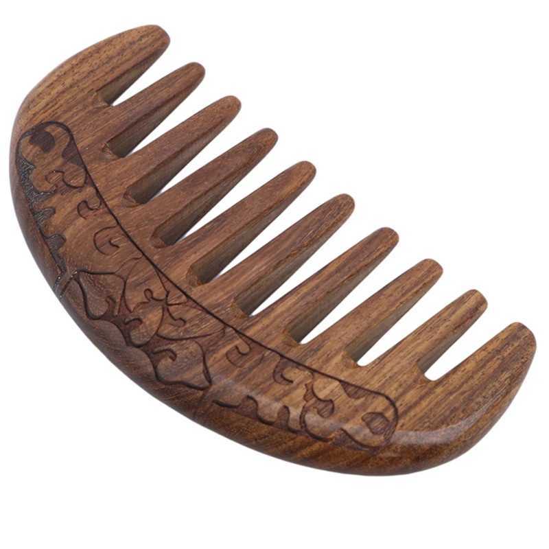Wooden Bag Natural Black Gold Sandalwood Ultra Narrow Teeth Anti-Static Lice Beard Comb Hair Styg Tool W240813