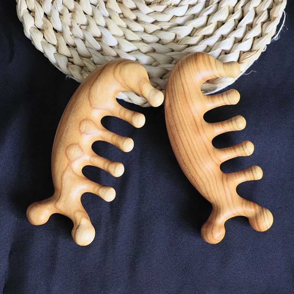 Blood circulation massage comb anti-static peach blossom wood relaxation head massage scalp salon supplies brush styling tools W240813