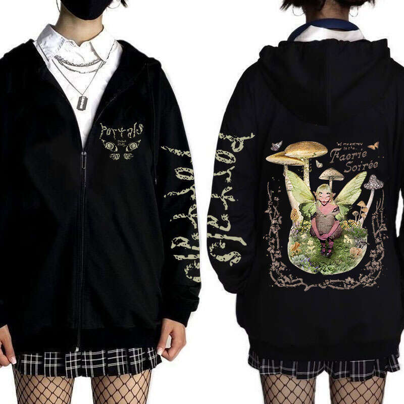 Women Melanie Martinez Portals Zipper Hoodies Long Sleeves Sweatshirt Haruku Hip Hop Y2K Streetwear Casual Zip-up Jacket Coats