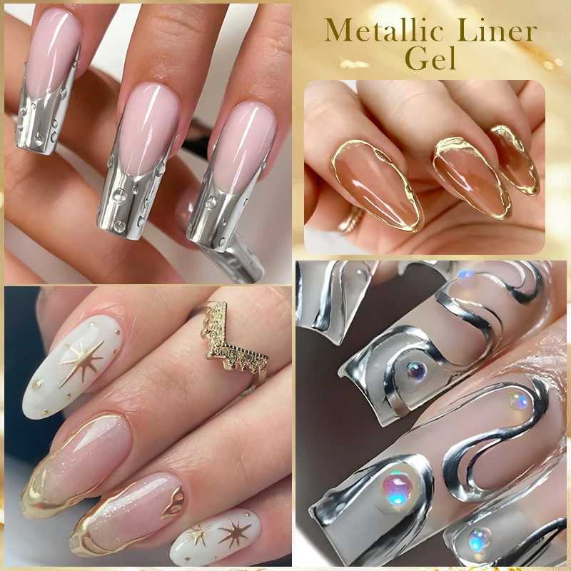 Mtssii 5ML Metallic Liner Painting Gel Chrome Gold Silver Mirror Nail Polish Super Bright Drawing Line French Nail Art VarnishM240814
