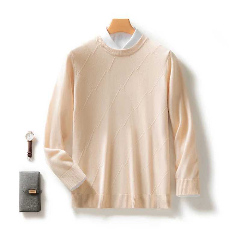 Mens O-neck thin loose young shaped sweater long sLeeved plus size wool sweater jacket S-3XL for autumn and winter 2024W240729