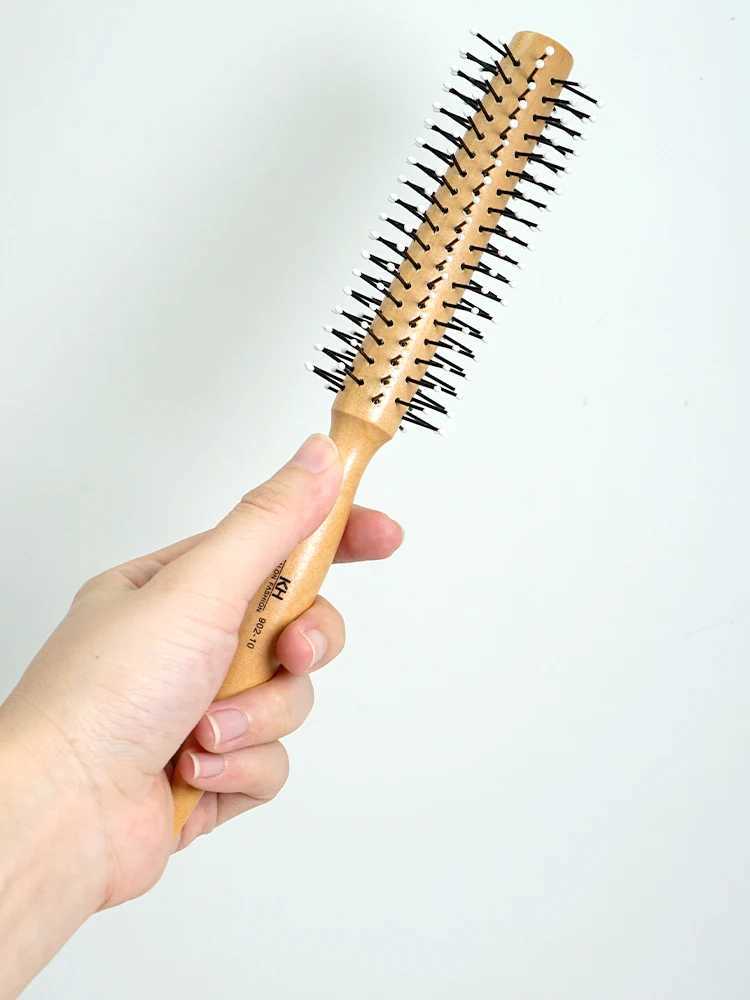 3 sizes of wooden bristle brushes circular brushes barber styling tools anti-static brushes curling brushes professional hair brushes W240813