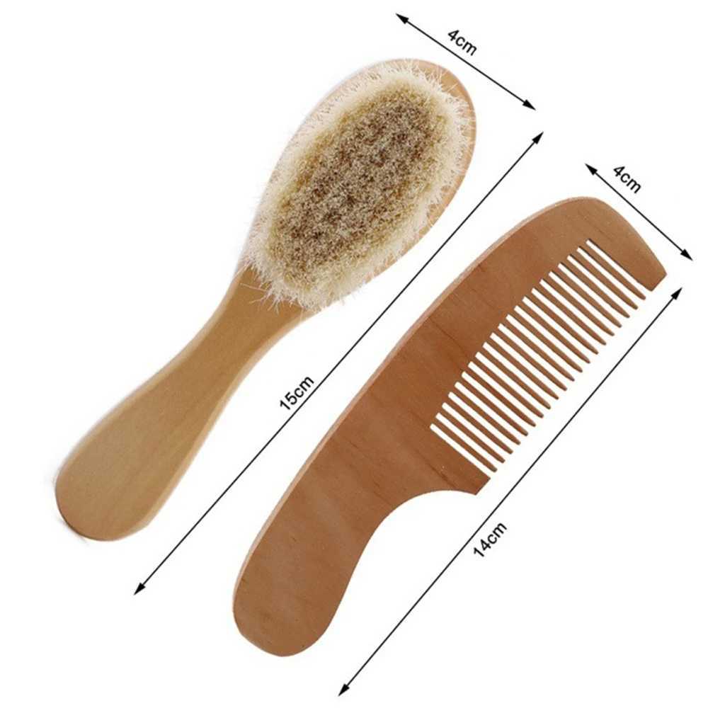 Baby bath brush baby head massager comb natural wood soft wool brush head comb childrens portable brush head W240813