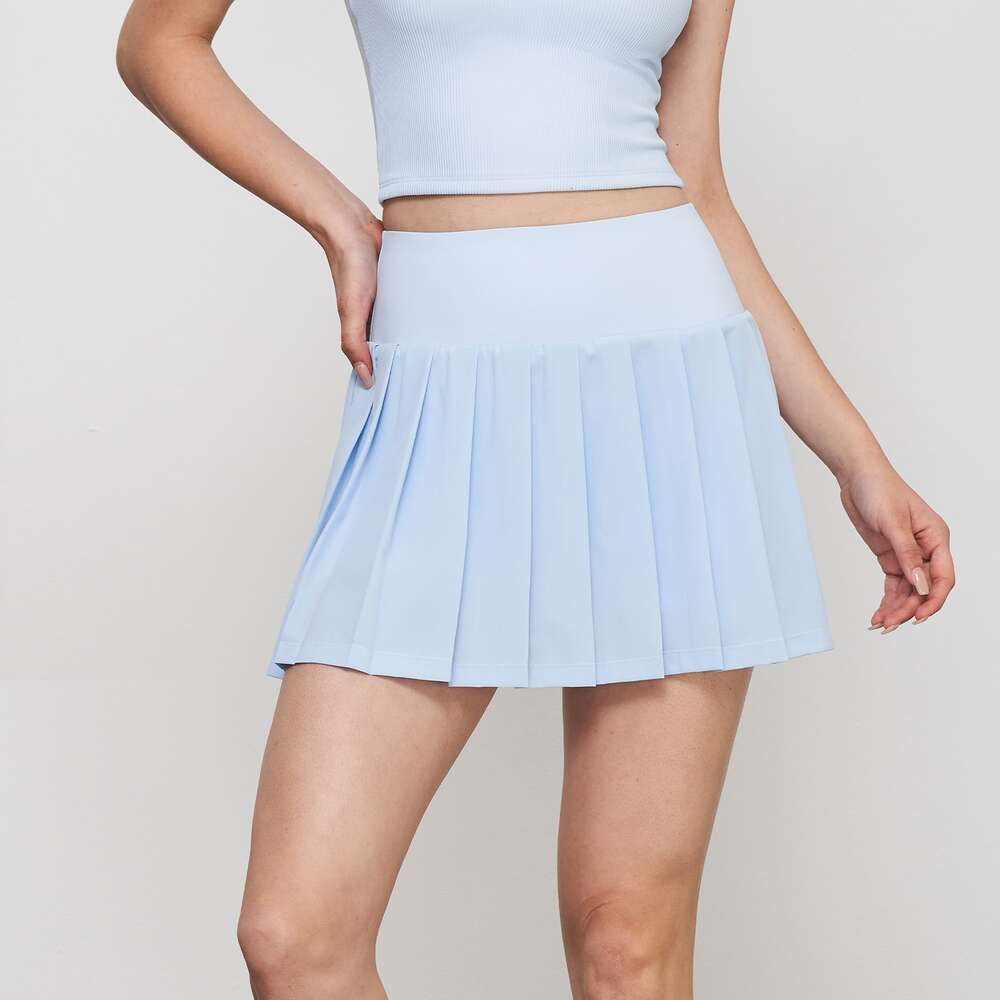 Solid Color Soft Tennis Skort With Pocket Women Sweatwicking Sport Short Skirt Comprehensive Training Fiess Jogging