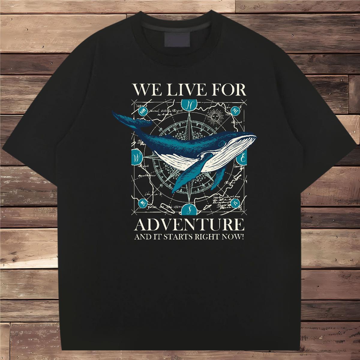 T shirt 230g Cotton fish Home Outdoor Round Neck Short Sleeve Cartoon Print Tshirts 2024 Summer Popular Wear