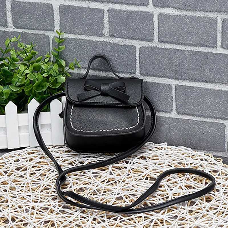 Bow Childrens Mini Bag Girls Solid Color Childrens Cross Bag Solid Color Baby Leather Bag Clothing Accessories Childrens Small Handbag W240813