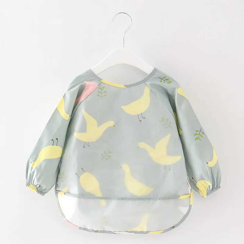 Bibs Burp Cloths Waterproof Baby Bandana Bibs Cartoon Bibs Infant Eating Children Drawing Long Sleeve Apron Baby Self Feeding Bibs Burp ClothsL4812
