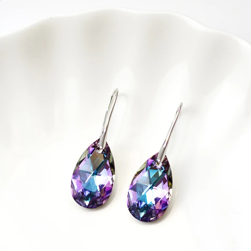 Classic silver Korean pear shaped pendant earrings original crystal from Austria womens large pendant 240810