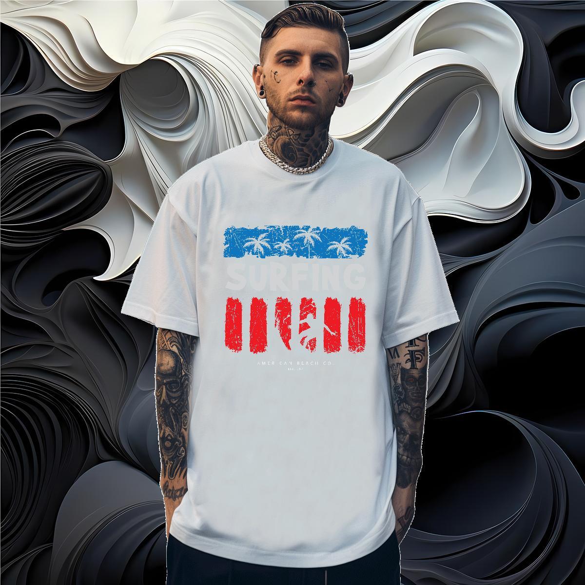 Men T Shirts 230g Cotton tree Daily Wear Round Neck Short Sleeve Custom Printed Men Tops Tees 2024 Popular Clothes