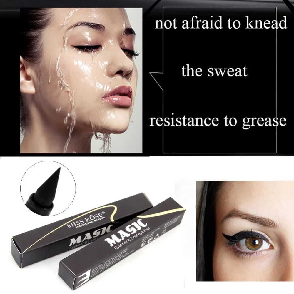 Miss Rose Brand Makeup Liquid Eyeliner Pencil Quick Dry Waterproof Eye Liner Black Color With Eye Wing Stamp Eye Pencil #250047 Y240813