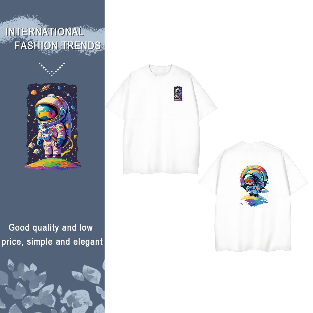 T-Shirts for Men 230g Cotton universe Summer Casual Breathable Floral Print Men Tshirts Fashion New Cool Tops Shirt