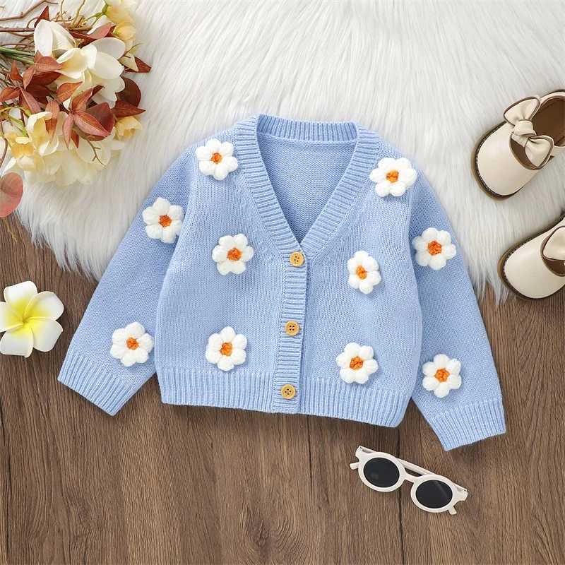 0-36M womens cardigan long sleeved V-neck button closure winter warm knit sweater W240813